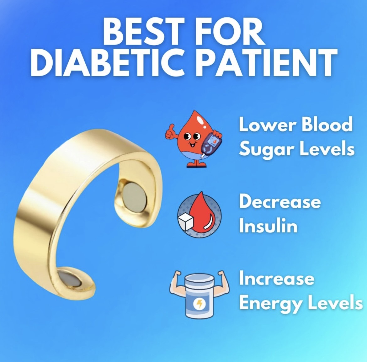 Glucobracelet™ Sugar Control Magnetic Copper Bracelet
